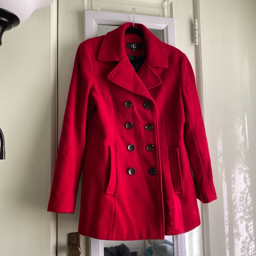 Calvin Klein Red Peacoat